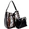 2 IN 1 DRAWSTRING LEOPARD & SNAKE PATCH HOBO