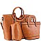3 in1 Round Handle Accent Satchel Value SET