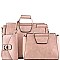 3 in 1 Braided Metal Handle Accent Twin Satchel Value SET