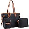 3 in 1 Two-Tone Shopper Tote Cross Body Value SET