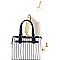 2-Way Pinstripe Print Multi-Compartment Satchel