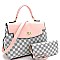 2-Way Turn-Lock Accent Monogram Flap Satchel Wallet SET