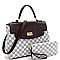 2-Way Turn-Lock Accent Monogram Flap Satchel Wallet SET
