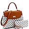 2-Way Turn-Lock Accent Monogram Flap Satchel Wallet SET