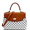 2-Way Turn-Lock Accent Monogram Flap Satchel Wallet SET