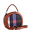 ROUND CHECKERED SATCHEL SHOULDER BAG