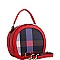 ROUND CHECKERED SATCHEL SHOULDER BAG