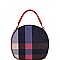 ROUND CHECKERED SATCHEL SHOULDER BAG