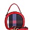ROUND CHECKERED SATCHEL SHOULDER BAG