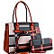 CHECKERED BUCKLE ACCENT TOTE WALLET SET