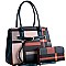 CHECKERED BUCKLE ACCENT TOTE WALLET SET