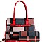 CHECKERED BUCKLE ACCENT TOTE WALLET SET