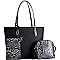3 IN 1 SNAKE TRIM TOTE CROSS BODY & WRISTLET SET