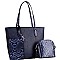 3 IN 1 SNAKE TRIM TOTE CROSS BODY & WRISTLET SET