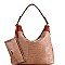 TEXTURED LIZARD PRINT HOBO WRISTLET SET