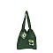 Floral Patch Knit Shoulder Bag Tote