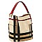 TALL CHECKERED SIDE POCKET ACCENT HOBO BAG