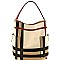 TALL CHECKERED SIDE POCKET ACCENT HOBO BAG