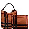 2 in 1 Checker Plaid Print Linen Side Pocket Hobo