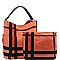 2 in 1 Checker Plaid Print Linen Side Pocket Hobo