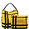 2 in 1 Checker Plaid Print Linen Side Pocket Hobo