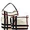 2 in 1 Checker Plaid Print Linen Side Pocket Hobo