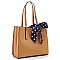 3-Compartment Polka Dot Scarf Accent Tote