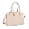 beige Embossed Multi-Compartment Satchel Bag