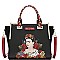 2-Way Authentic Frida Kahlo Flower Theme Wing Satchel