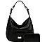 2-Way Turn-Lock Accent Ostrich Print Hobo Wallet SET