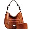 2-Way Turn-Lock Accent Ostrich Print Hobo Wallet SET