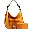 2-Way Turn-Lock Accent Ostrich Print Hobo Wallet SET