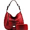 2-Way Turn-Lock Accent Ostrich Print Hobo Wallet SET