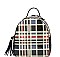 TRENDY GLOSSY CHECK TASSEL BACKPACK