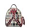 TRENDY GLOSSY CHECK TASSEL BACKPACK