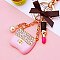 pink Keychain and Lipstick Bow Charm Pendant Kawaii Women's Metal Bag Keychain