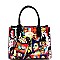 3 in 1 Turn-Lock Pop Art Magazine Print Deco Satchel