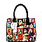 3 in 1 Turn-Lock Pop Art Magazine Print Deco Satchel