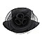 SATIN HAT With Large Mesh Bow And Floral Decor