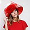 SATIN HAT With Large Mesh Bow And Floral Decor