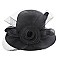 SATIN DERBY HAT with LARGE MESH ROSE ACCENT