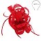 SINAMAY LOOPY Ribbon and FEATHER Accented CAP Fascinator
