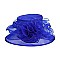 Elegant Medium Brim Two Tone Organza Hat with Floral Center Netting SLHTO2149