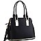 Fashionable Zipper Accent Bottom 3 Compartment Saffiano Satchel MH-HY4158