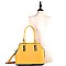 Fashionable Zipper Accent Bottom 3 Compartment Saffiano Satchel MH-HY4158