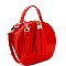 Tassel Accent Chevron Quilted Patent Round Satchel MH-HY4162