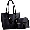 3 IN 1 BOHO DETAIL TOTE SET WITH DOME CROSS BODY
