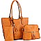 3 IN 1 BOHO DETAIL TOTE SET WITH DOME CROSS BODY