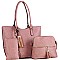 3 IN 1 BOHO DETAIL TOTE SET WITH DOME CROSS BODY