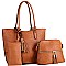 3 IN 1 BOHO DETAIL TOTE SET WITH DOME CROSS BODY